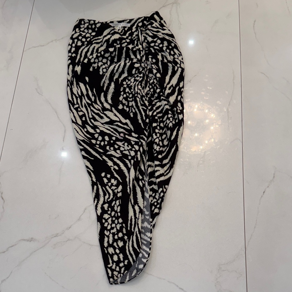 Veronica Beard Black and White Printed Midi Skirt